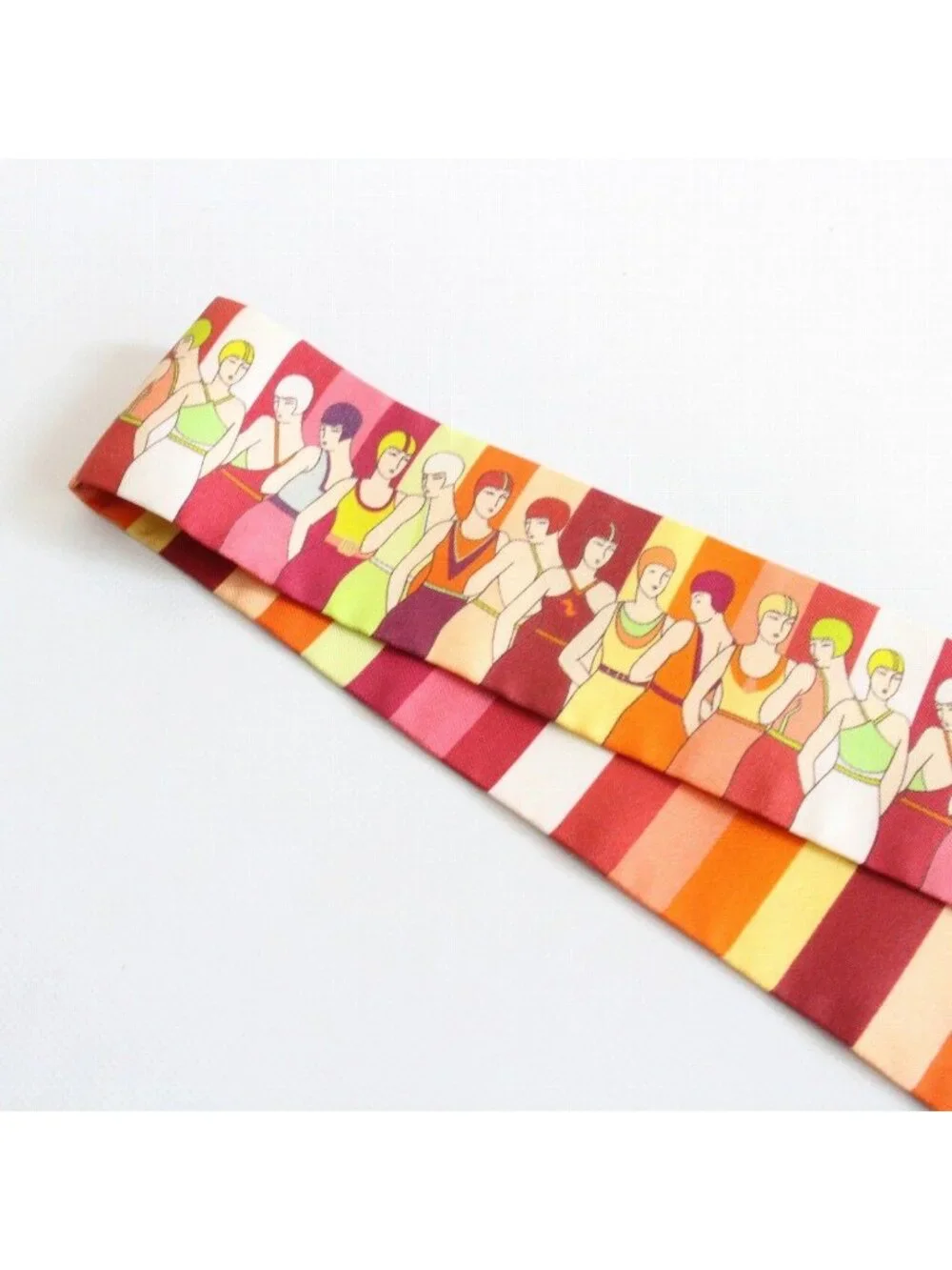 Hermes Tsuiri People Who Play in the Water Silk 100% Orange Pawn Scarf